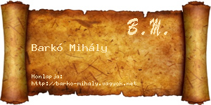 Barkó Mihály névjegykártya